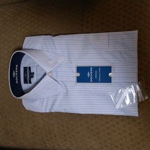 NWT Dockers blue and white striped long sleeved dress shirt Sz M (34/35) 15-15.5
